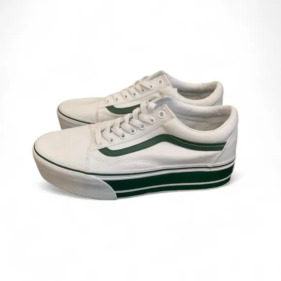 Vans Men's or Women’s White and Green Sneakers