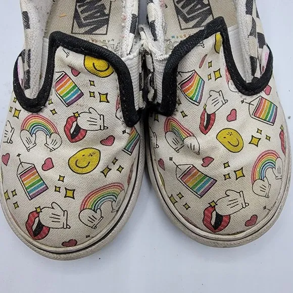Vans Off The Wall Flour Shop By Amirah Kassem Toddler 8.5 White Casual Shoes