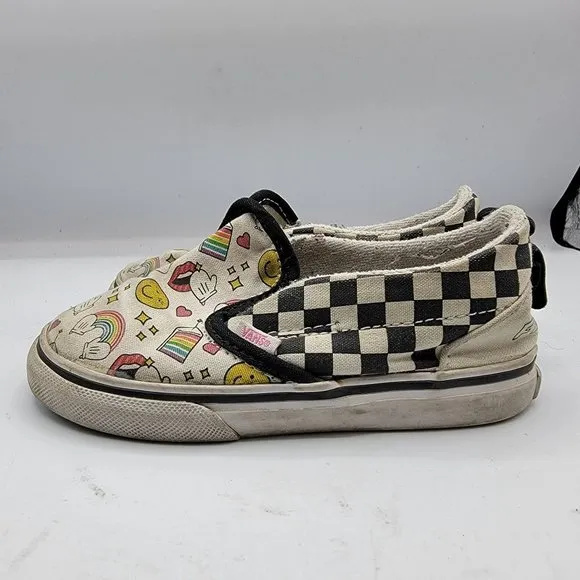 Vans Off The Wall Flour Shop By Amirah Kassem Toddler 8.5 White Casual Shoes