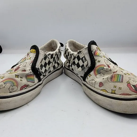 Vans Off The Wall Flour Shop By Amirah Kassem Toddler 8.5 White Casual Shoes