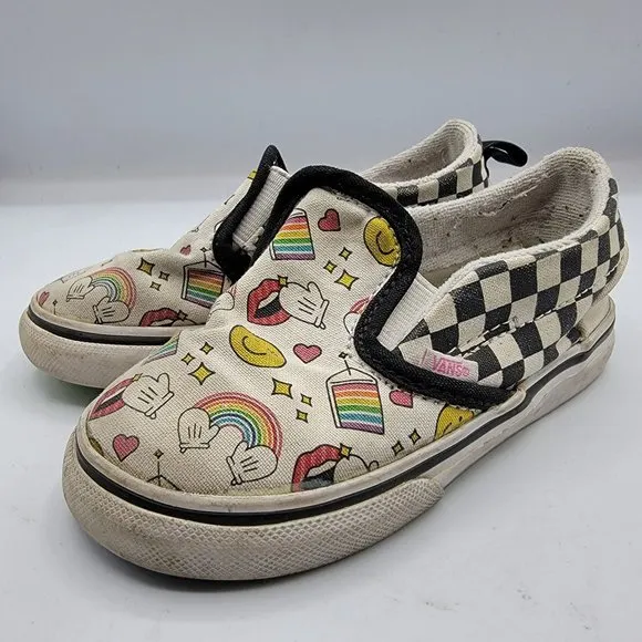 Vans Off The Wall Flour Shop By Amirah Kassem Toddler 8.5 White Casual Shoes