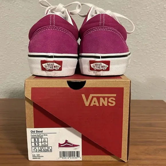 Vans Old Skool Fuchsia Red/True White Shoes- Size 8M/9.5W- worn once!