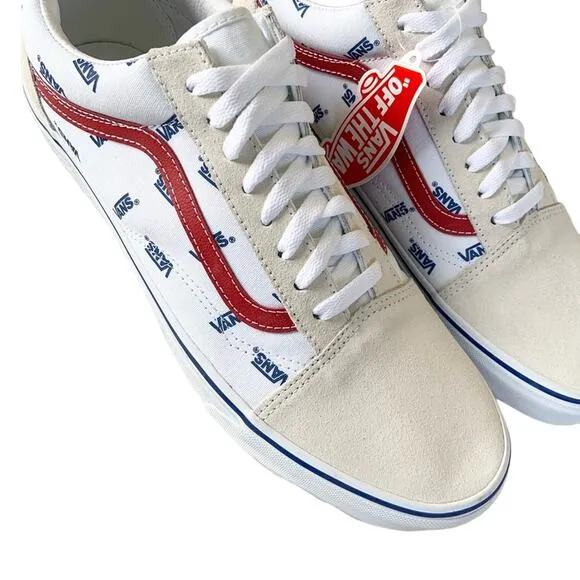 Vans Old Skool Sneakers True White All Over Print Logo Shoes Men’s 11.5 NEW