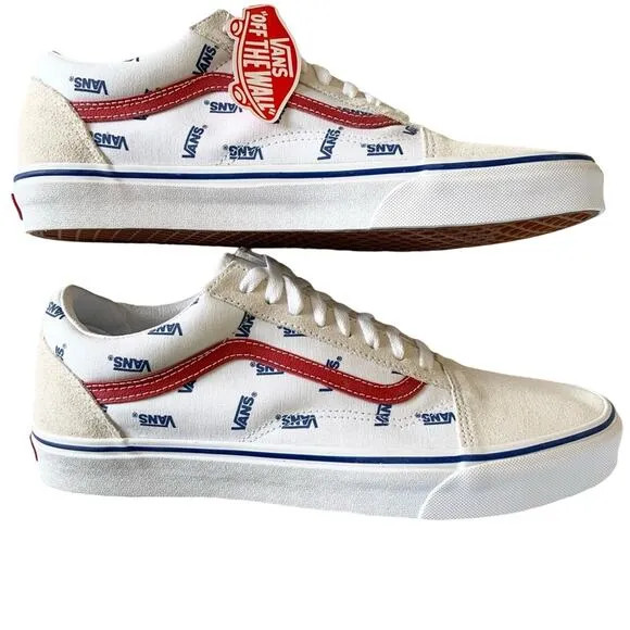 Vans Old Skool Sneakers True White All Over Print Logo Shoes Men’s 11.5 NEW