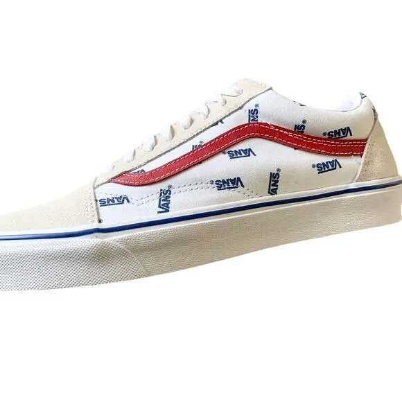 Vans Old Skool Sneakers True White All Over Print Logo Shoes Men’s 11.5 NEW