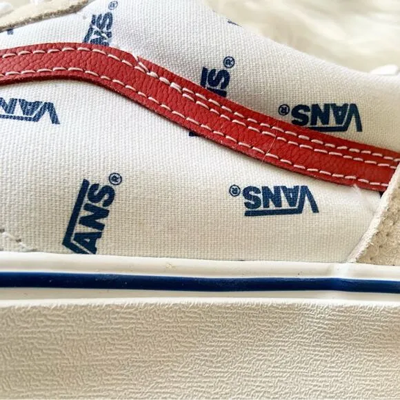 Vans Old Skool Sneakers True White All Over Print Logo Shoes Men’s 11.5 NEW