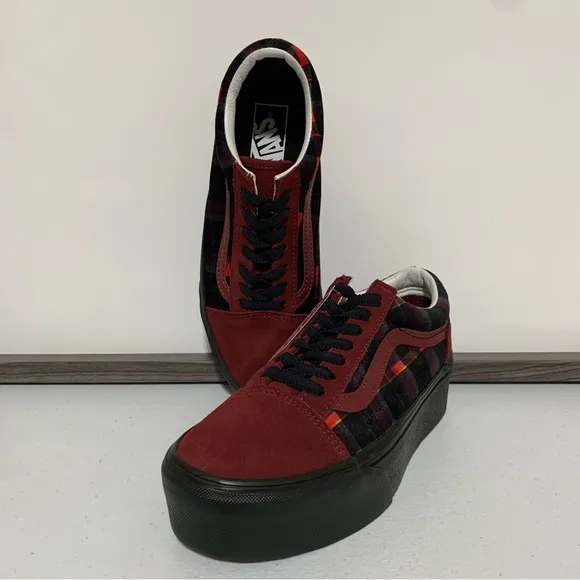 Vans Old Skool Stackform 'Velvet Plaid' Shoes-Size 7.5 NWT