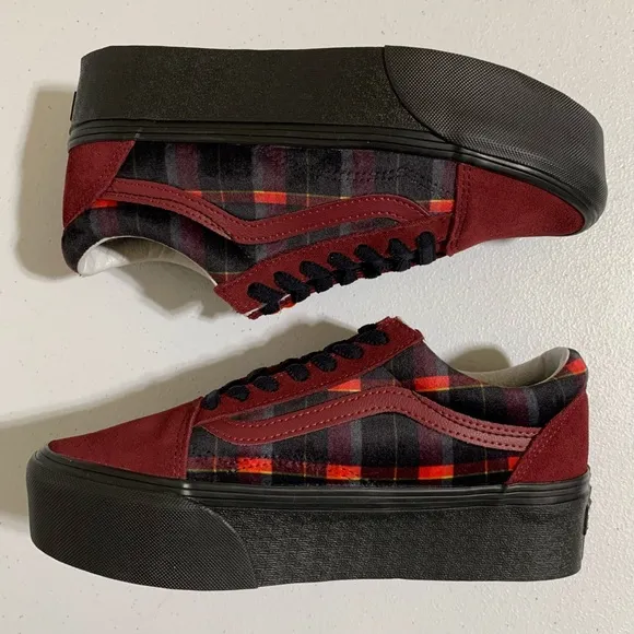Vans Old Skool Stackform 'Velvet Plaid' Shoes-Size 7.5 NWT