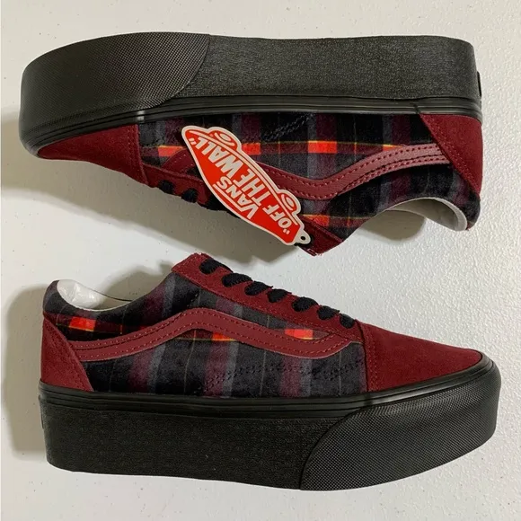 Vans Old Skool Stackform 'Velvet Plaid' Shoes-Size 7.5 NWT