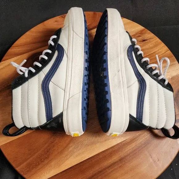 Vans SK8-Hi 2 Varsity Black Blue Marshmallow Shoes Men's Sz 6.5 Women's Sz 8