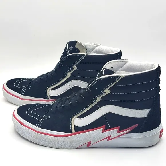 Vans Sk8-Hi Bolt Unisex Shoes Size 9, 10.5 Black/White #1204