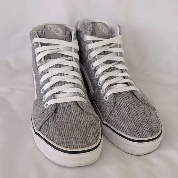 Vans Sk8 Hi Sneakers Gray White Corduroy High Top Shoes Lace Up Women’s 7