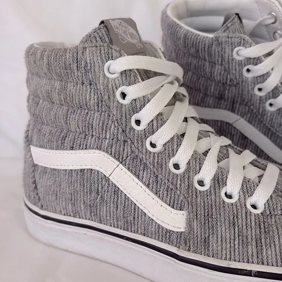 Vans Sk8 Hi Sneakers Gray White Corduroy High Top Shoes Lace Up Women’s 7