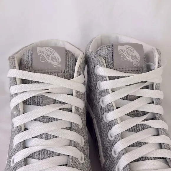 Vans Sk8 Hi Sneakers Gray White Corduroy High Top Shoes Lace Up Women’s 7