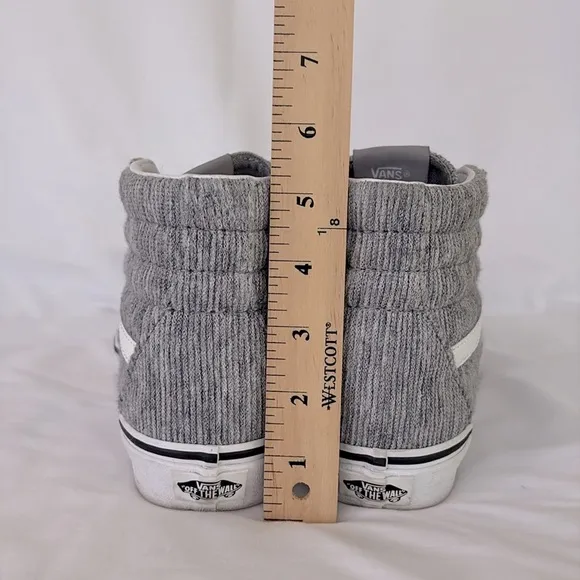 Vans Sk8 Hi Sneakers Gray White Corduroy High Top Shoes Lace Up Women’s 7