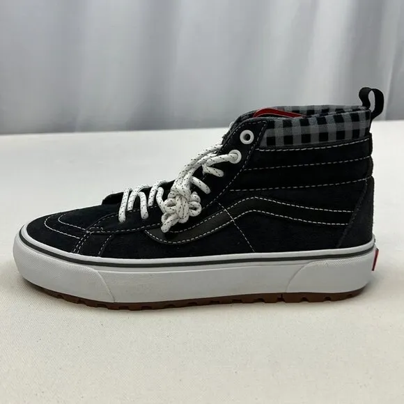 Vans Unisex Sk8 Hi Gray White Plaid Lace Up Sneakers VN0A5H2YGYW Sz M 8 W 9.5
