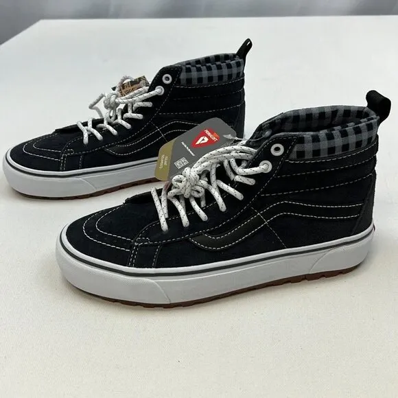 Vans Unisex Sk8 Hi Gray White Plaid Lace Up Sneakers VN0A5H2YGYW Sz M 8 W 9.5