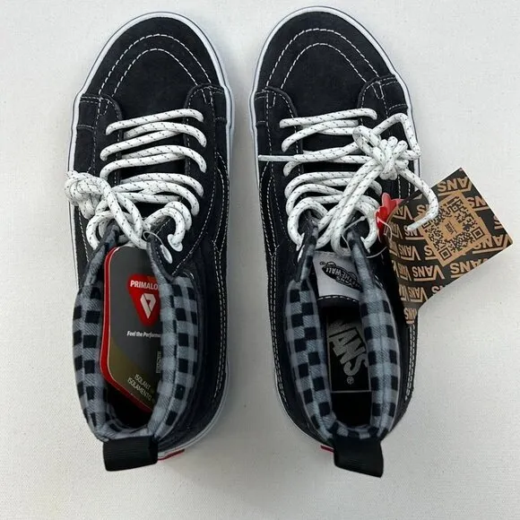Vans Unisex Sk8 Hi Gray White Plaid Lace Up Sneakers VN0A5H2YGYW Sz M 8 W 9.5