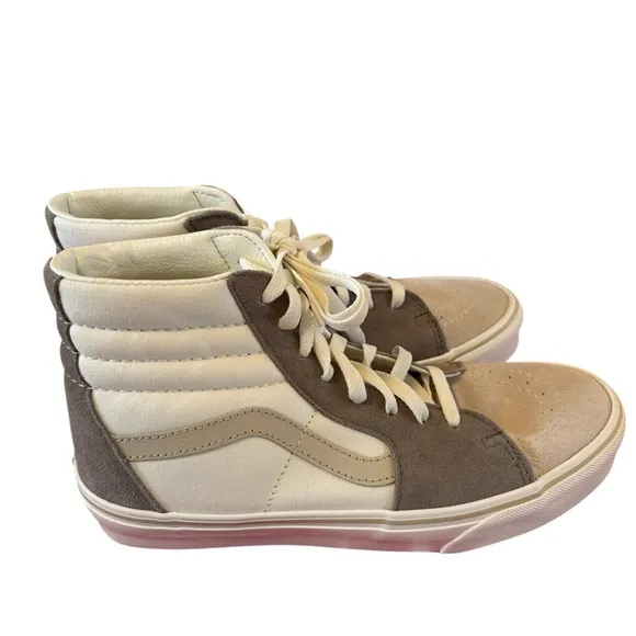 Vans Unisex SK8-Hi Sneakers in Creme&amp; Gray.Men’s 9. Women’s-7.5