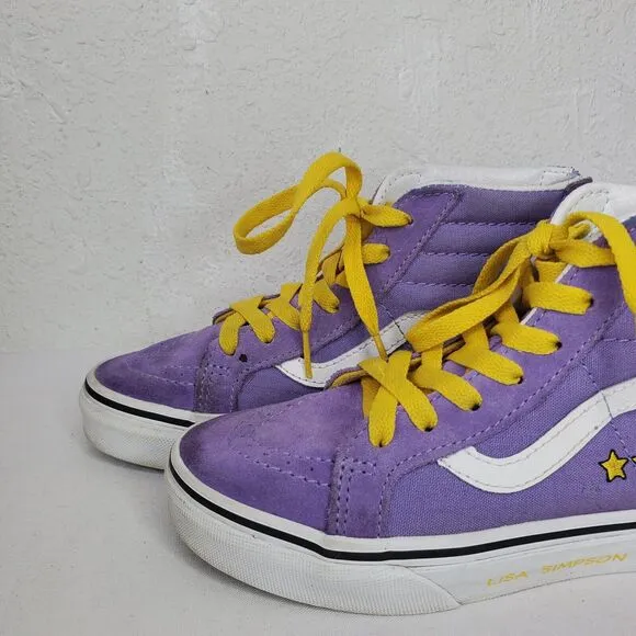 Vans X Simpsons Kid Unisex Size 2 Sk8 Hi Lisa Simpson For President Purple Shoes