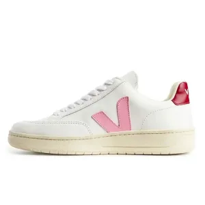 Veja Leather V-12 Lace-Up Sneakers in White with Pink Accents Size 37 Wo…