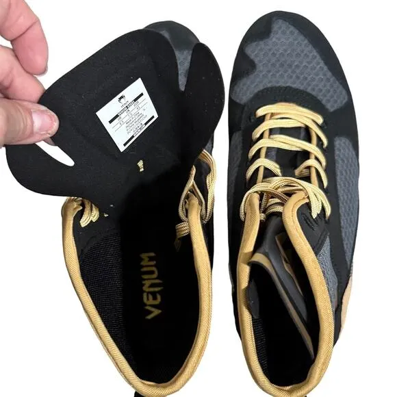 Venum Elite Boxing Shoes - Black &amp; Beige - 03681 - Size 8.5 EU 41 - $160