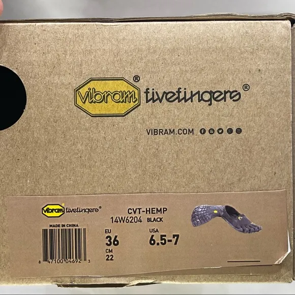 Vibram Fivefingers CVT Hemp Toes Shoes (Black) Women’s Size 36 EUR 6.5-7 US