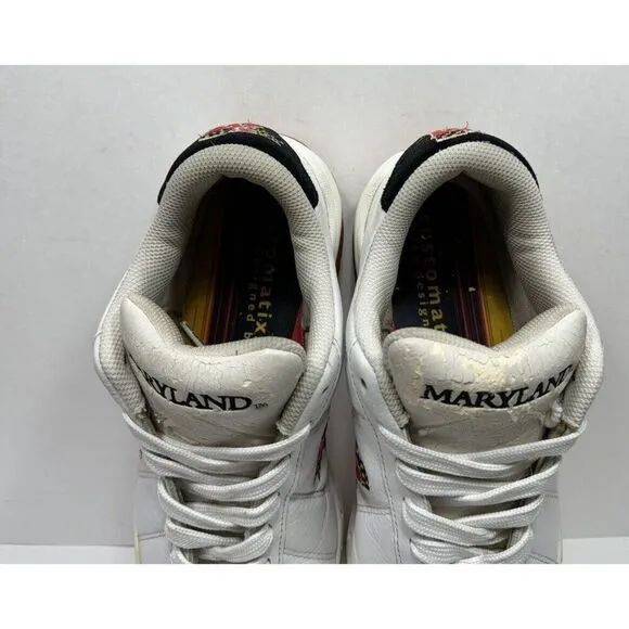 Vintage 90s University Of Maryland Customatix Shoes Men’s Size 9 White Leather