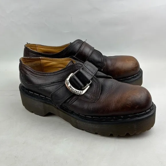 Vintage Dr. Martens 8314 Monk Strap Platform Shoes Mens UK 9 US 10 Brown England