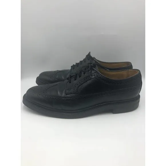 Vintage Florsheim Imperial Men's Black Leather Wing Tip Dress Shoes 9.5D