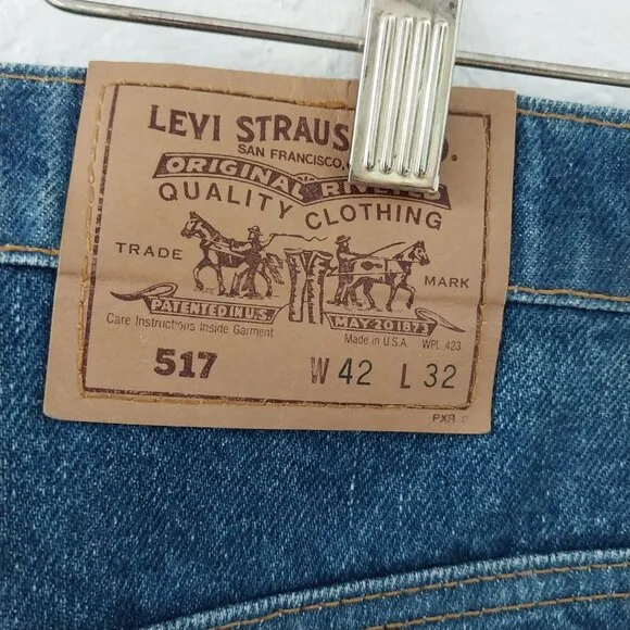 Vintage Levis Jeans Men 42X32, Actual 40X30 517 Blue Bootcut Orange Tab USA Made
