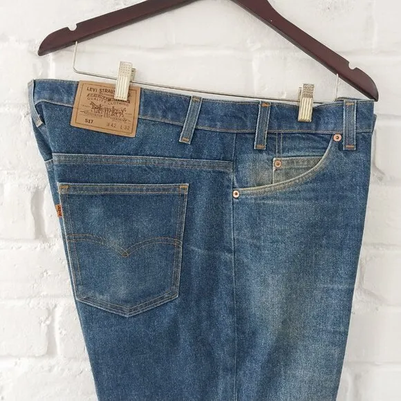 Vintage Levis Jeans Men 42X32, Actual 40X30 517 Blue Bootcut Orange Tab USA Made