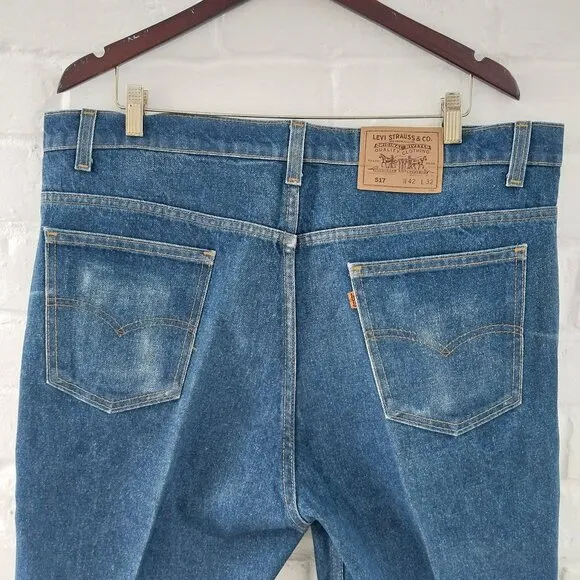 Vintage Levis Jeans Men 42X32, Actual 40X30 517 Blue Bootcut Orange Tab USA Made
