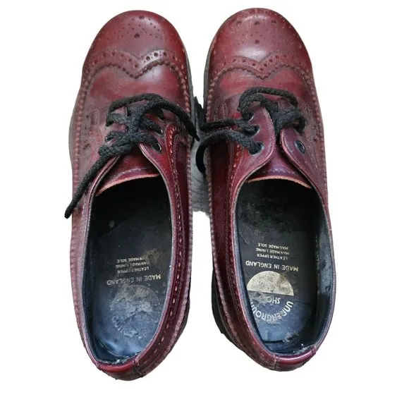 Vintage London Underground Red Shoes Wingtip UK 5, Mens US 6, Womens US 7