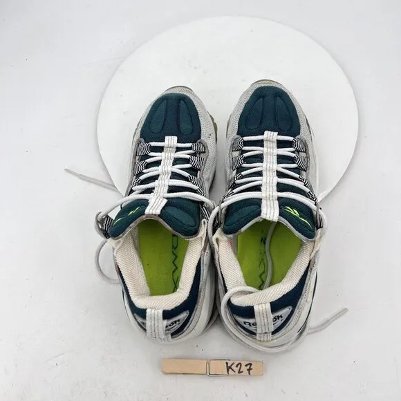 Vintage Reebok DMX Run Men Size 8.5 Silver Ultramarine White Neon Green Shoes