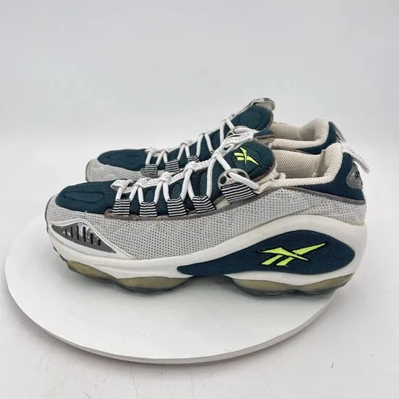 Vintage Reebok DMX Run Men Size 8.5 Silver Ultramarine White Neon Green Shoes