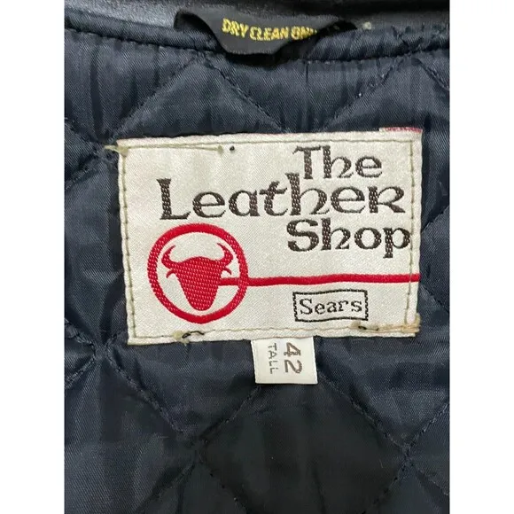 Vintage Sears The Leather Shop Moto Jacket Men’s 42 Black Zip