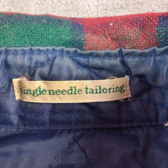 Vintage Shirt Jacket Shacket XL Red Tartan Plaid Quilt Lined Single Needle Heavy