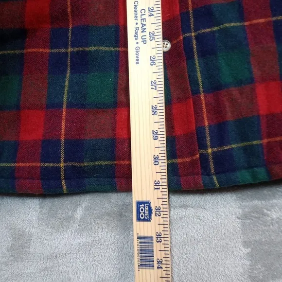 Vintage Shirt Jacket Shacket XL Red Tartan Plaid Quilt Lined Single Needle Heavy