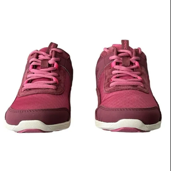 Vionic Agile Chance Dark Fuschia Red Sneakers Sleek Minimalist Women’s Size 8