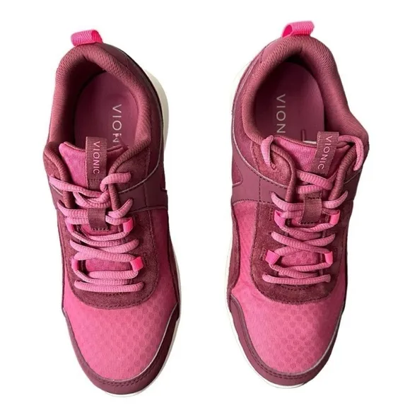 Vionic Agile Chance Dark Fuschia Red Sneakers Sleek Minimalist Women’s Size 8
