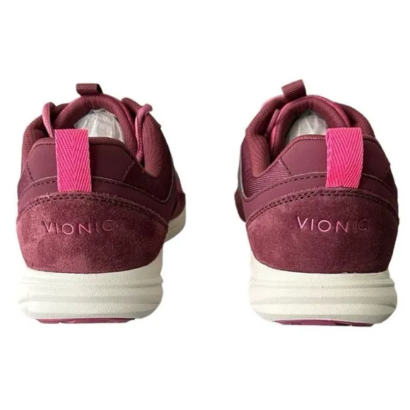 Vionic Agile Chance Dark Fuschia Red Sneakers Sleek Minimalist Women’s Size 8
