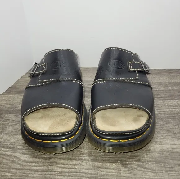 Vtg Dr Martens Shoes Men 13 Black Dune Leather Sandals Y2K Chunky Academia 9075