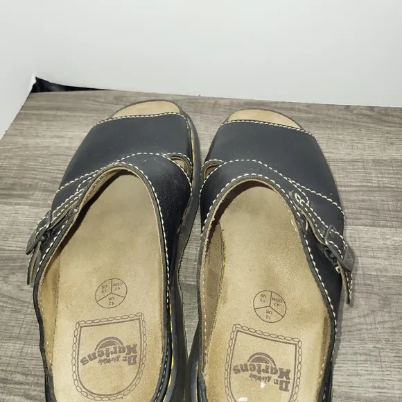 Vtg Dr Martens Shoes Men 13 Black Dune Leather Sandals Y2K Chunky Academia 9075