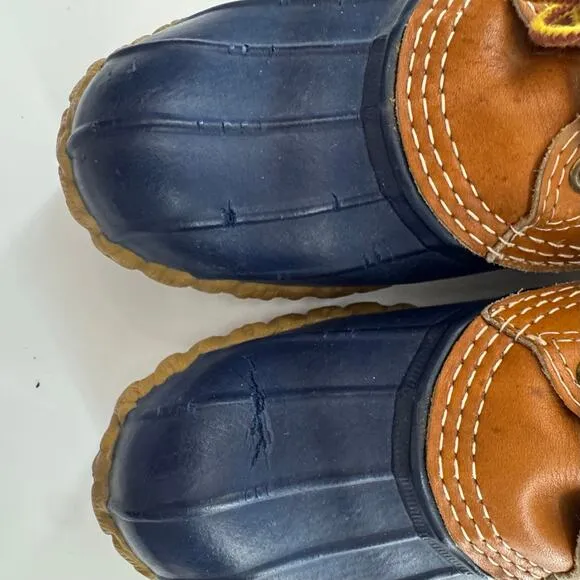 VTG. LL BEAN Women’s Sz 10/Men’s Size 8 Rubber Gum Shoes Made USA Brown Blue