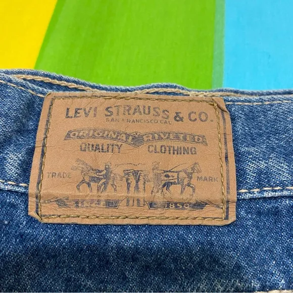 VTG ORANGE Tab Mini Midi Skirt Denim Jean Levi Strauss Levi’s Made in USA 29” w