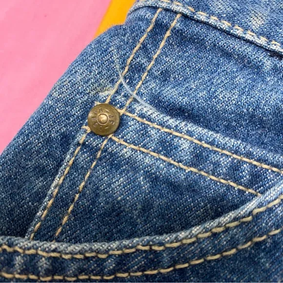 VTG ORANGE Tab Mini Midi Skirt Denim Jean Levi Strauss Levi’s Made in USA 29” w