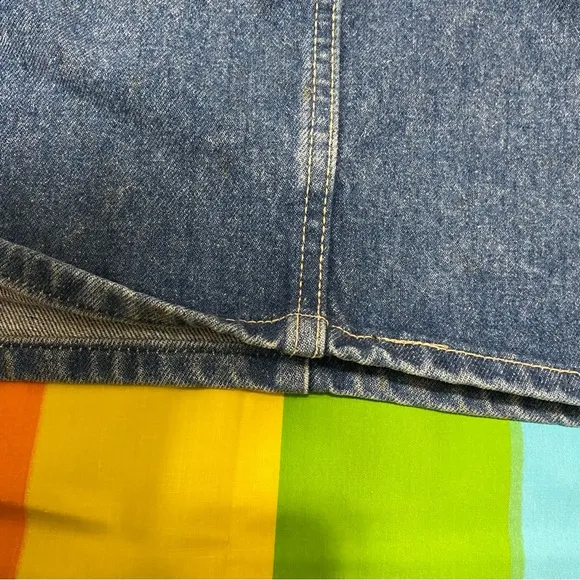 VTG ORANGE Tab Mini Midi Skirt Denim Jean Levi Strauss Levi’s Made in USA 29” w
