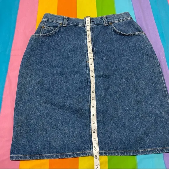 VTG ORANGE Tab Mini Midi Skirt Denim Jean Levi Strauss Levi’s Made in USA 29” w