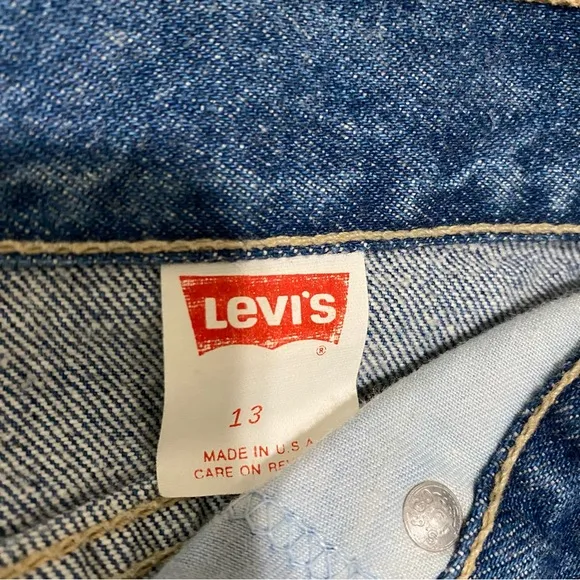 VTG ORANGE Tab Mini Midi Skirt Denim Jean Levi Strauss Levi’s Made in USA 29” w